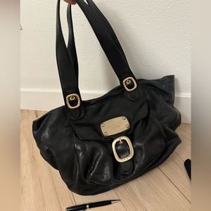 Michael Kors black genuine leather shoulder bag